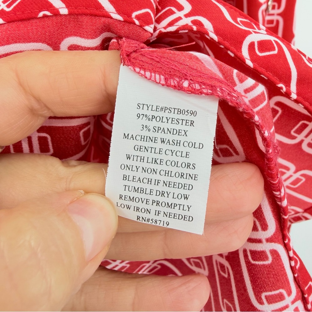 Notations Geometric Print Red White Button Down B… - image 4